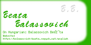 beata balassovich business card